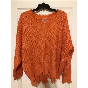 Orange you glad it's FALL distressed sweater